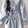 Manteau d'hiver beige pour femme - Blazer à col revers avec ceinture, manches courtes et structure rigide. Col en V (TEMU)