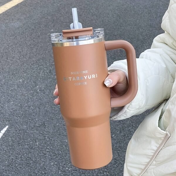 Gobelet Isolé en Acier Inoxydable 900ml avec Paille et Poignée, Étanche, Sans BPA(TEMU)