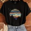 T-shirt décontracté à col rond pour femme avec impression de paysage(TEMU)
