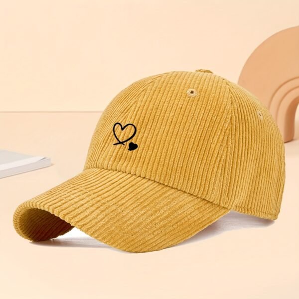 1pc Casquette en Velours Côtelé Imprimé Deux Cœurs pour Femmes (TEMU)
