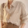 Chemise Élégante à Rayures pour Femme - Manches Longues Décontractées (TEMU)