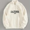 California 1846 Sweat-shirt pull à broder pour femmes - Pull à manches longues en polaire confortable avec capuche décontractée et col montant (TEMU)