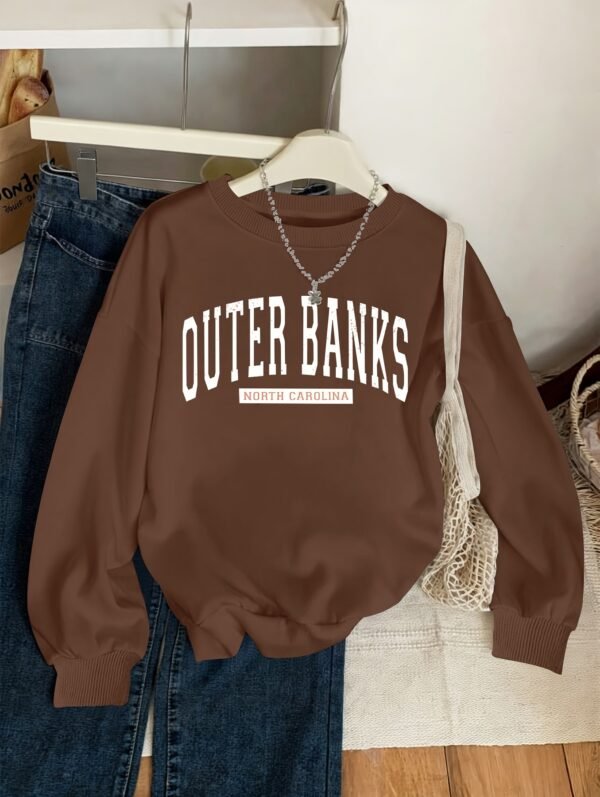 2cd6d0c6-2229-48d2-974d-4f6432a9bb00-1 Sweat-shirt à col rond imprimé graphique Outer Banks Caroline du Nord pour femmes,(TEMU)