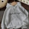 Sweat à capuche décontracté pour femmes avec impression de lettres "Enjoy the Little Things" (TEMU)