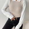 Chemise Élégante Décontractée pour Femmes à Manches Longues - Design Inspiré du Moyen-Orient avec Blocs de Couleur(TEMU)