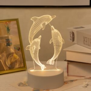 1pc Veilleuse Motif Créatif Dauphin Lampe de Chevet Créative (TEMU)