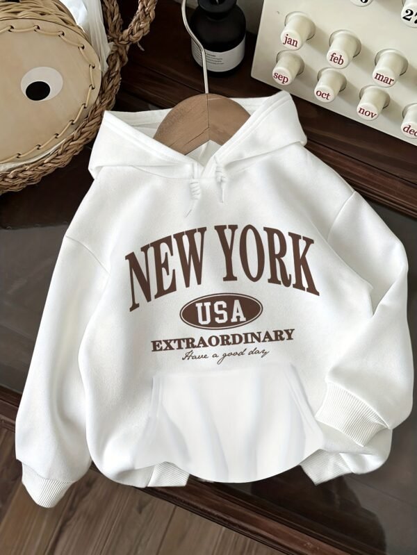 Sweat à capuche pour femme New York USA avec imprimé de lettres - Pull décontracté à manches longues avec lettrage(TEMU)
