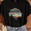 T-shirt décontracté à col rond pour femme avec impression de paysage(TEMU)