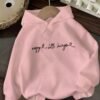 Sweat à capuche décontracté pour femmes avec impression de lettres "Enjoy the Little Things" (TEMU)