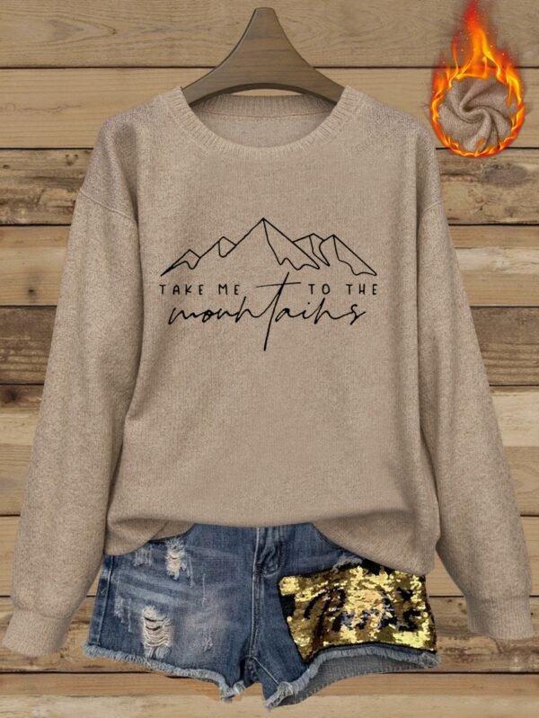 Pull confortable marron pour femme avec motif de montagne (TEMU)