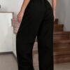 Pantalon noir décontracté pour femme, coupe droite, coupe ample (TEMU)