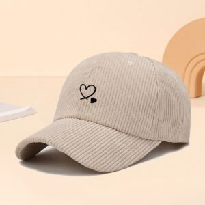 1pc Casquette en Velours Côtelé Imprimé Deux Cœurs pour Femmes (TEMU)