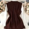 (TEMU)Gilet élégant de couleur unie pour femmes -  marron, parfait pour des tenues décontractées ou chic