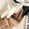 (TEMU)5 Paires de Chaussettes d'Hiver en Peluche pour Femmes - Chaussettes Douces, Extensibles, Chaudes pour la Nuit, & Intérieur, Beige, Brun, Noir, Blanc, Chaussettes Mignonnes