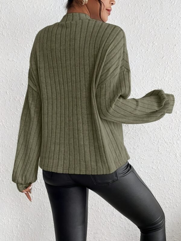 4ecfc031-46f0-4c42-8e30-5c41e6ae6b6d T-shirt à manches longues de couleur unie, haut élégant à col montant pour le printemps et l'automne(TEMU)