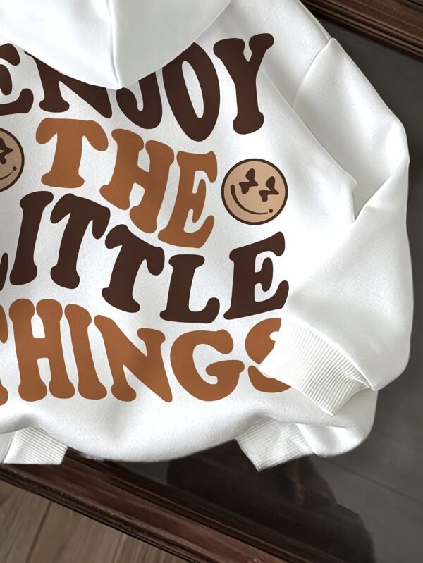 Pull-over Épais à Capuche pour Femme - "JOUIS DES PETITES CHOSES" Sweat-shirt Doublé en Polaire Confortable(TEMU)