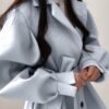 Manteau d'hiver beige pour femme - Blazer à col revers avec ceinture, manches courtes et structure rigide. Col en V (TEMU)