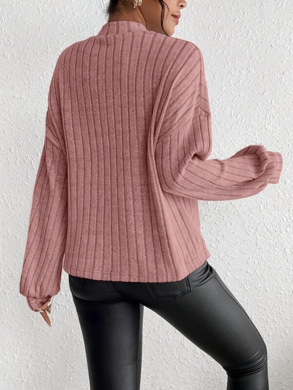 569cdf98-3f54-4948-b348-7e37ea38c310 T-shirt à manches longues de couleur unie, haut élégant à col montant pour le printemps et l'automne(TEMU)