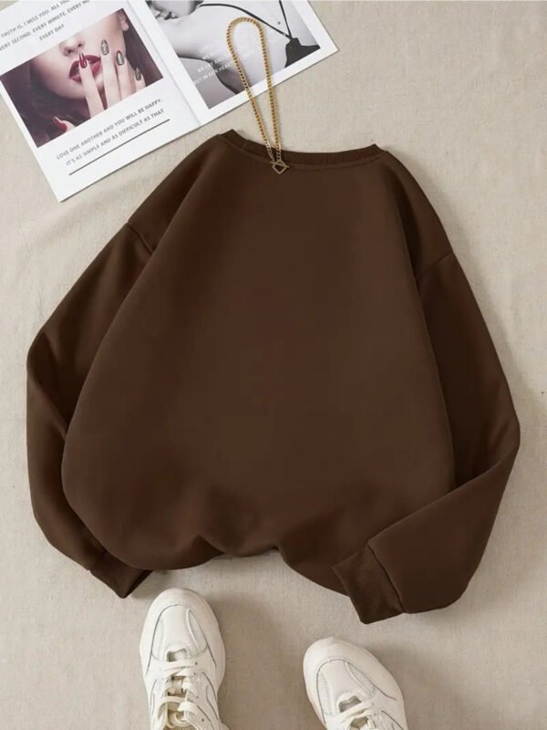 Pull Femme Décontracté à Imprimé Graphique - Design Lune et Étoiles Marron avec Texte "THE MOON" (TEMU)