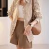 Chemise Élégante à Rayures pour Femme - Manches Longues Décontractées (TEMU)