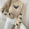 Pull Décontracté à Col Montant Papillon pour Femmes (TEMU)