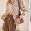 Chemise Élégante à Rayures pour Femme - Manches Longues Décontractées (TEMU)