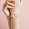 Montre à quartz élégante vintage carrée avec chiffres romains pour femme LUCKYFOX(TEMU)