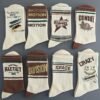 5 Paires de Chaussettes Vintage à Imprimé Lettres - (TEMU)