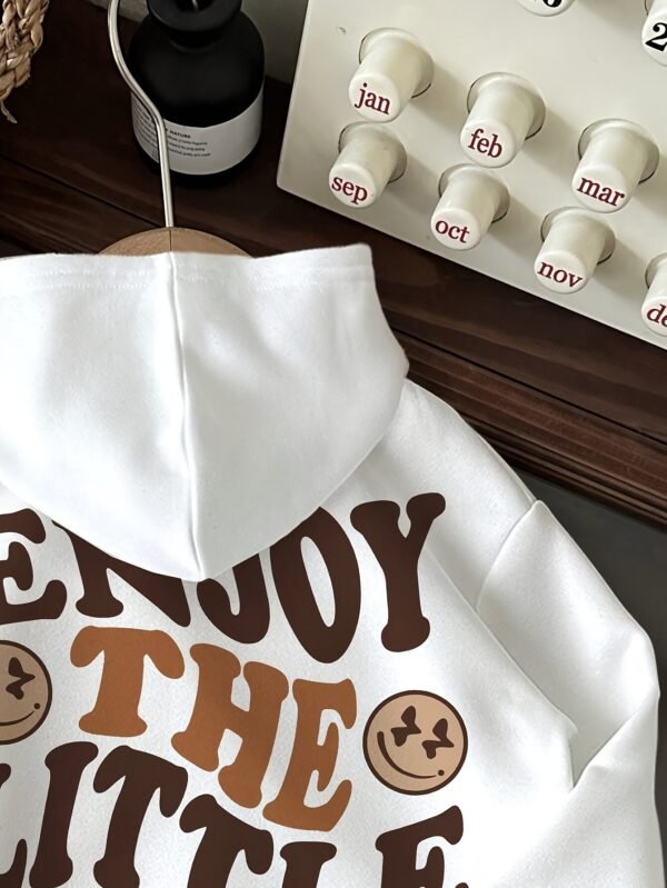 Pull-over Épais à Capuche pour Femme - "JOUIS DES PETITES CHOSES" Sweat-shirt Doublé en Polaire Confortable(TEMU)