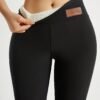 (TEMU) Collants Doux et Doublés en Polaire, Pantalons Longs à Taille Haute