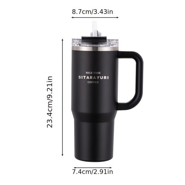 Gobelet Isolé en Acier Inoxydable 900ml avec Paille et Poignée, Étanche, Sans BPA(TEMU)