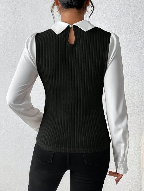 Chemise Élégante Décontractée pour Femmes à Manches Longues - Design Inspiré du Moyen-Orient avec Blocs de Couleur(TEMU)