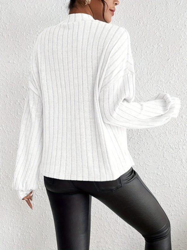 6aad1589-777b-4492-b9ab-7e7d88eee1cd T-shirt à manches longues de couleur unie, haut élégant à col montant pour le printemps et l'automne(TEMU)