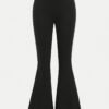 Ensemble 3 pièces de chemise à manches longues à carreaux kaki ciblée DP010599+Vica, haut court noir, pantalon évasé(TEMU)