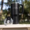 Gobelet Isolé en Acier Inoxydable 900ml avec Paille et Poignée, Étanche, Sans BPA(TEMU)