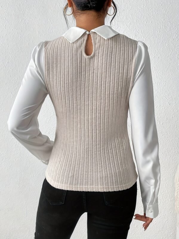Chemise Élégante Décontractée pour Femmes à Manches Longues - Design Inspiré du Moyen-Orient avec Blocs de Couleur(TEMU)