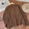 Pull confortable marron pour femme avec motif de montagne (TEMU)