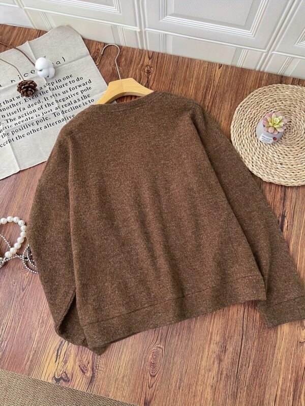 Pull confortable marron pour femme avec motif de montagne (TEMU)