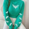 Pull Décontracté à Col Montant Papillon pour Femmes (TEMU)