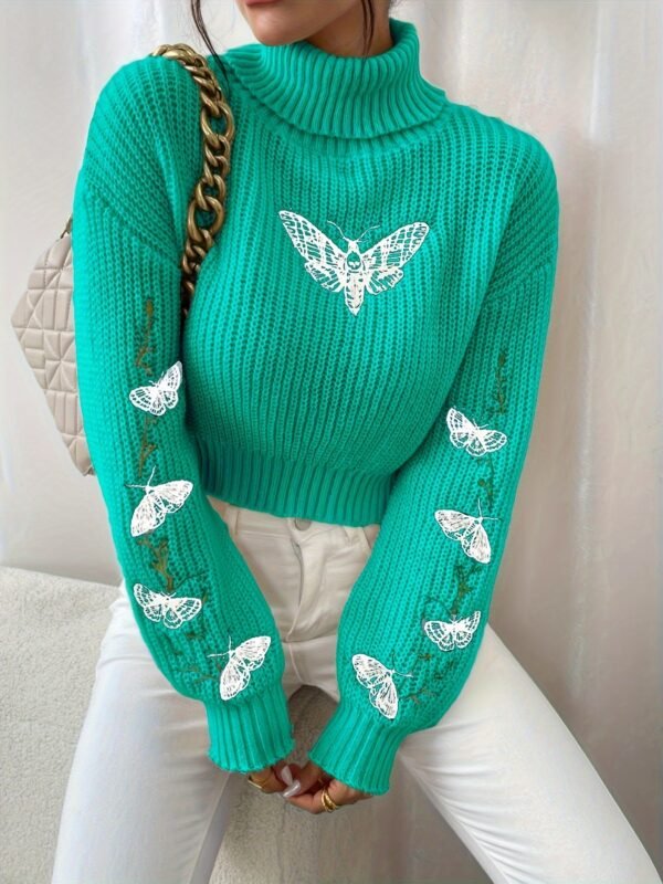 Pull Décontracté à Col Montant Papillon pour Femmes (TEMU)