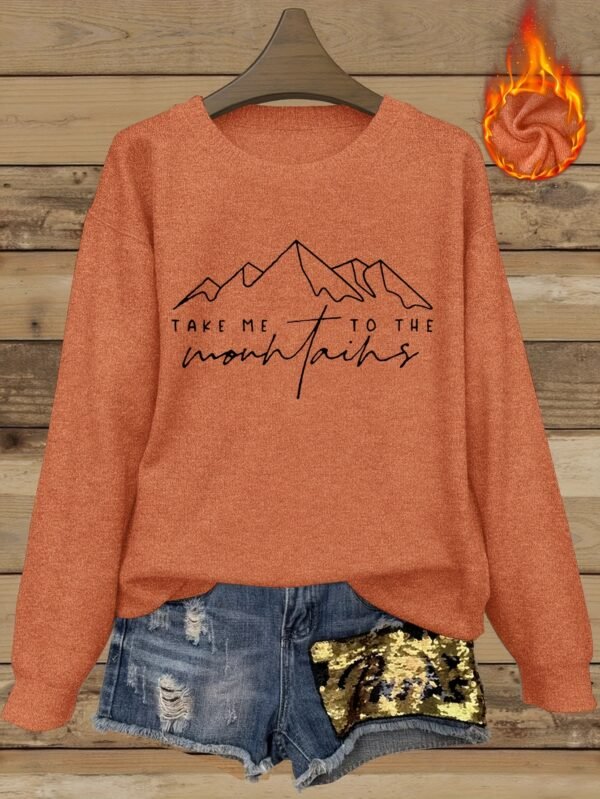 Pull confortable marron pour femme avec motif de montagne (TEMU)