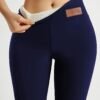 (TEMU) Collants Doux et Doublés en Polaire, Pantalons Longs à Taille Haute