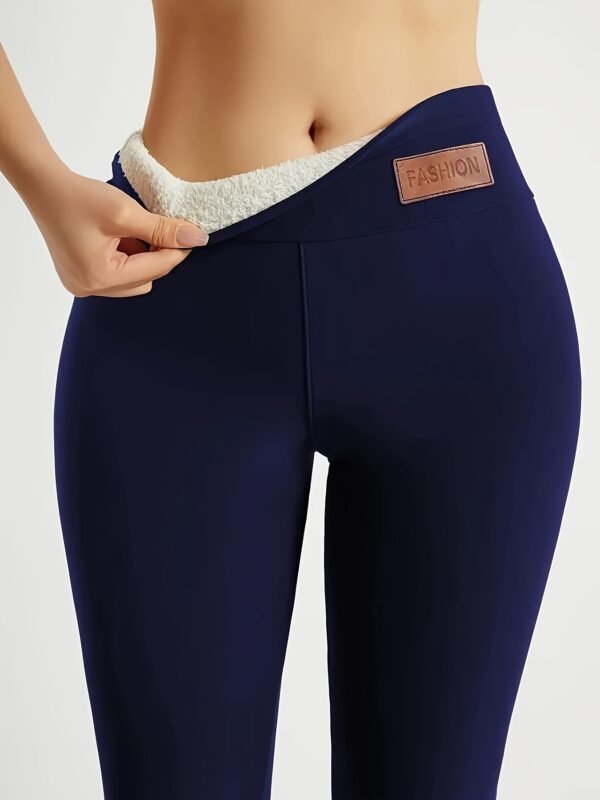 (TEMU) Collants Doux et Doublés en Polaire, Pantalons Longs à Taille Haute