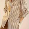 Chemise Élégante à Rayures pour Femme - Manches Longues Décontractées (TEMU)
