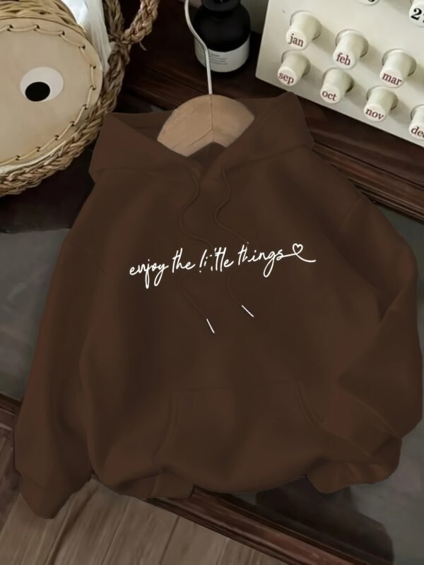 Sweat à capuche décontracté pour femmes avec impression de lettres "Enjoy the Little Things" (TEMU)