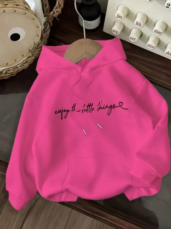 Sweat à capuche décontracté pour femmes avec impression de lettres "Enjoy the Little Things" (TEMU)