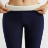 (TEMU) Collants Doux et Doublés en Polaire, Pantalons Longs à Taille Haute