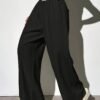Pantalon noir décontracté pour femme, coupe droite, coupe ample (TEMU)