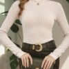 Pull Élégant à Col Roulé pour Femme - 100% Polyester, Manches Longues, Top Automne-Hiver Lavable en Machine, Pull Uni pour Tenues Décontractées et Formelles, Style Sophistiqué, Construction de Qualité