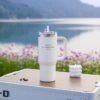 Gobelet Isolé en Acier Inoxydable 900ml avec Paille et Poignée, Étanche, Sans BPA(TEMU)